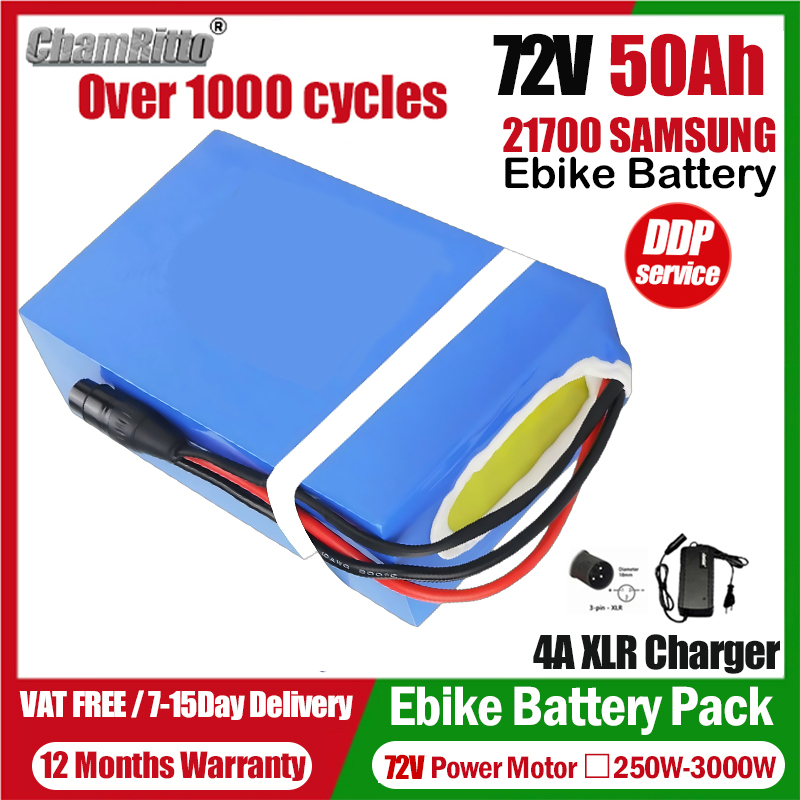 72V 50Ah 21700 Lithium Battery - Rower elektryczny 72V Cham-Rider 84V 3000W