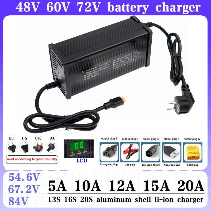 84V 20A Smart Charger - Ładowarka litowo-jonowa 48V 60V 72V 5A